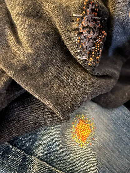 vêtement upcyclés upcycling visible mending broderie